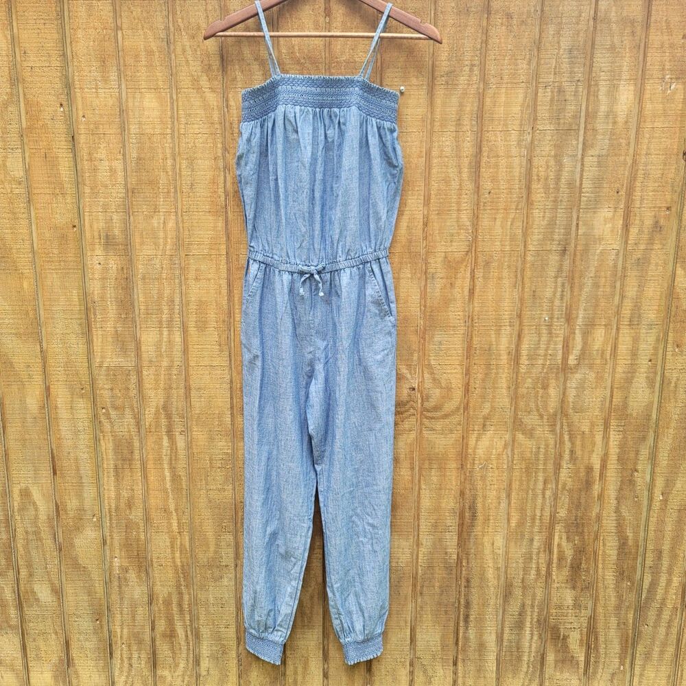 Polo Ralph Lauren Denim Chambray Smocked Jumpsuits Girls Size XL(16)